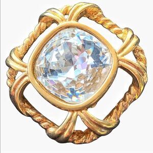 Vintage Swarovski Savvy gold huge crystal clip earrings, new on card